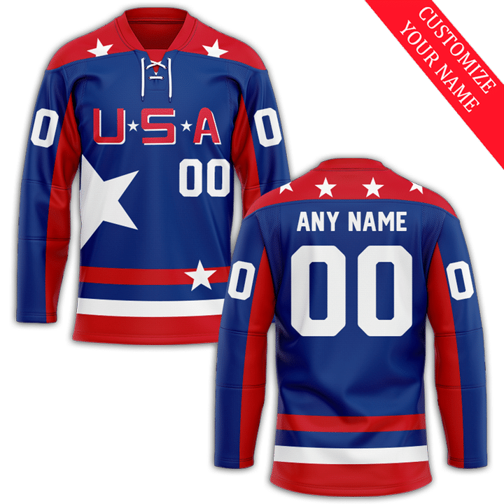 Men USA Custom Blue NHL 2021 Jersey->customized nhl jersey->Custom Jersey